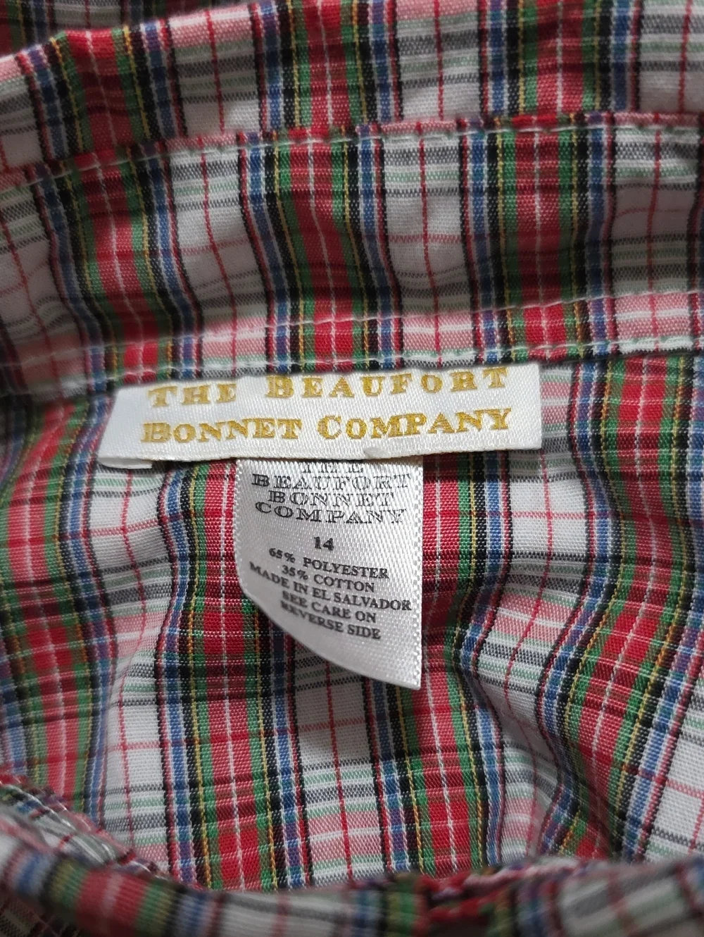 The Beaufort Bonnet Company Dean's List Dress Shirt in Plaid Size 14